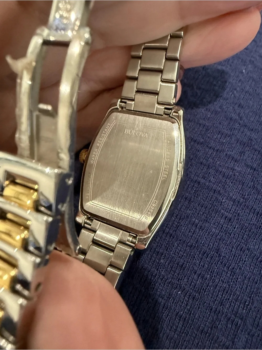 Bulova Silver and Gold Tonneau Dress Watch